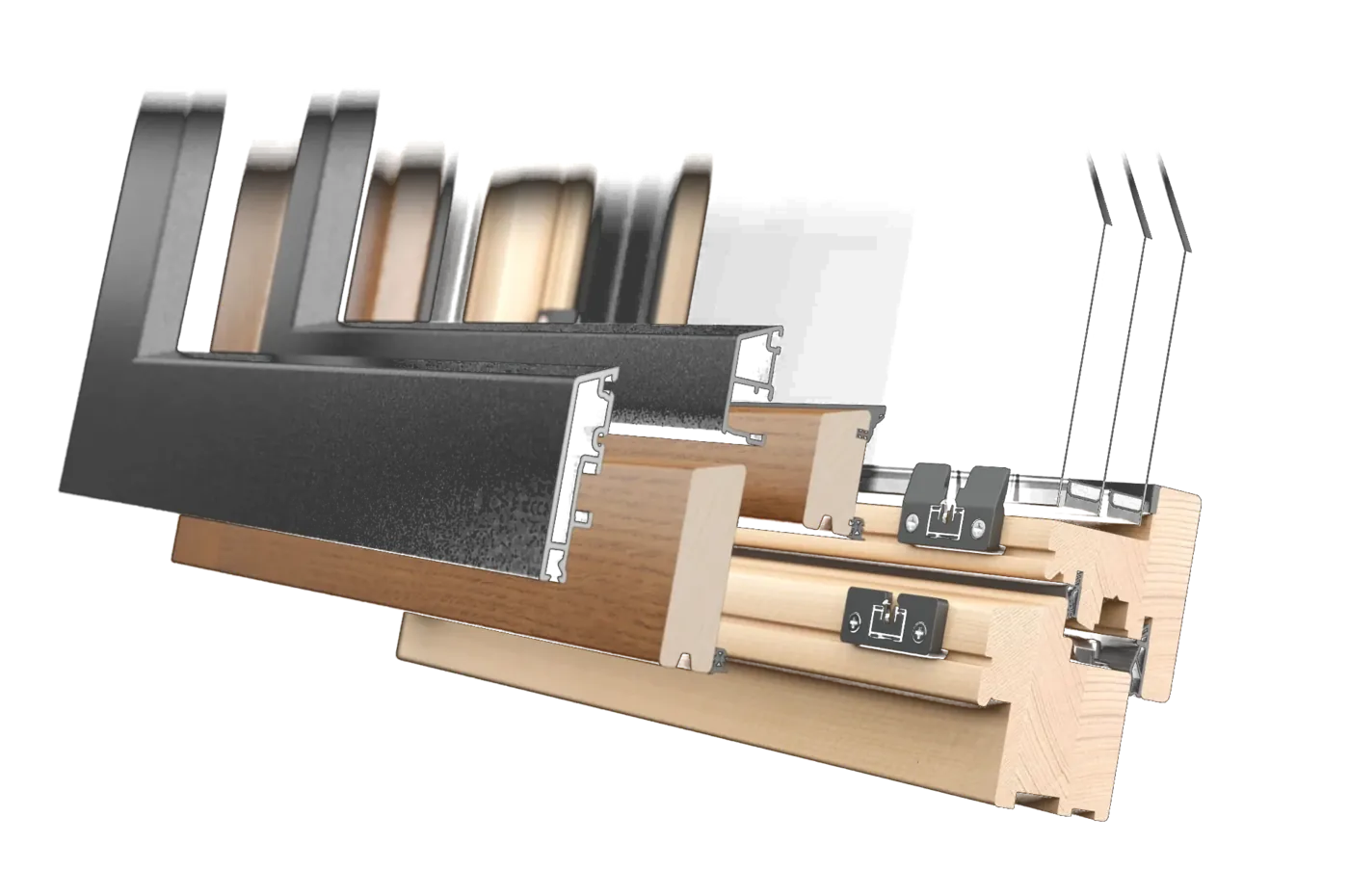 Ventana modular TWINDOW con núcleo de madera y carcasa exterior